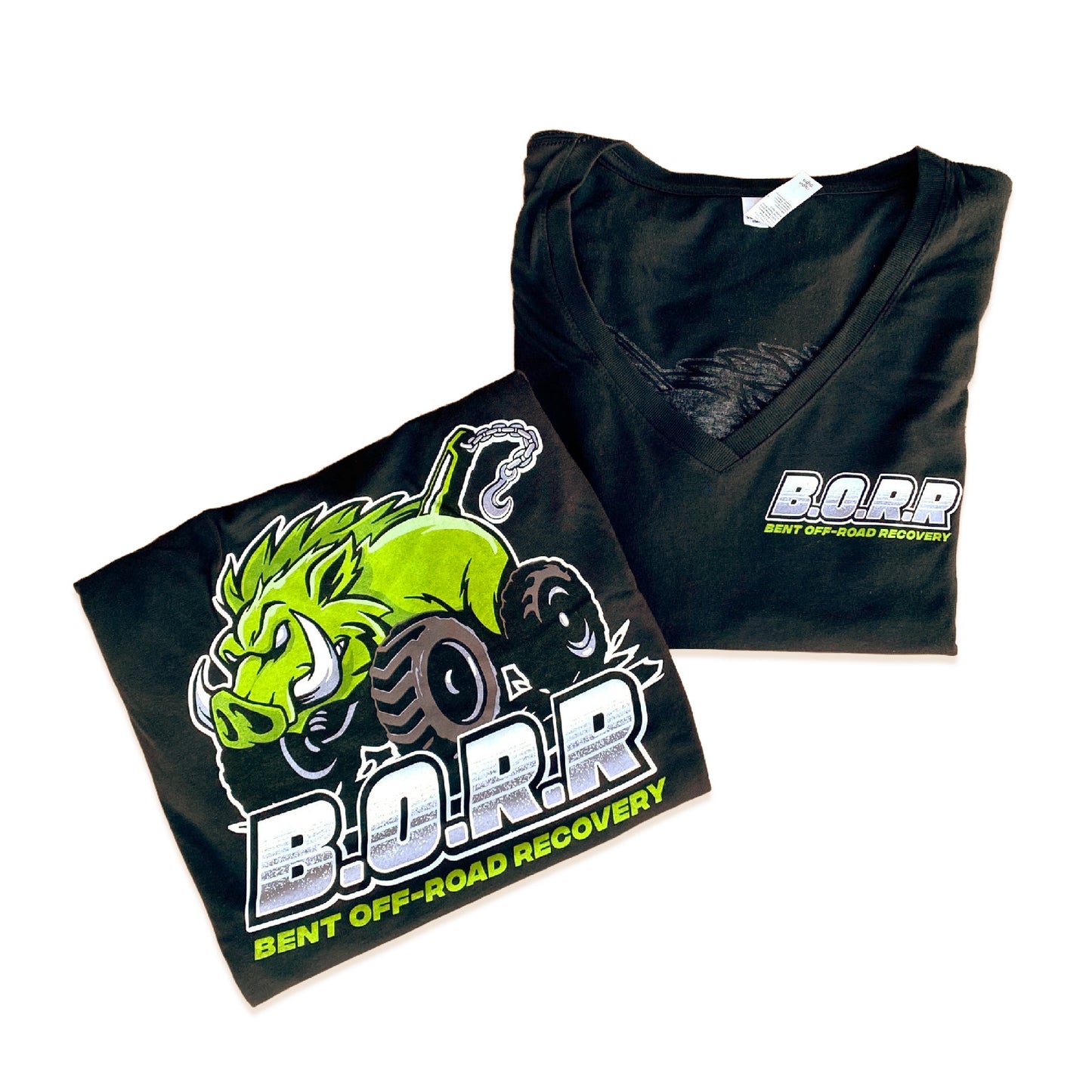 BORR - Women's Black V-neck T-shirt