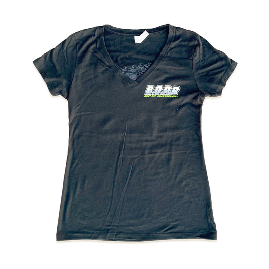 BORR - Women's Black V-neck T-shirt